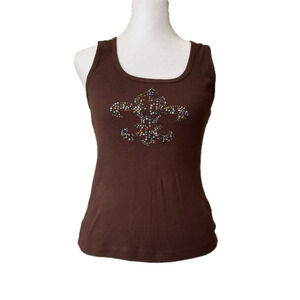 Vocal Ribbed Tank Top Fleur De Lis Design